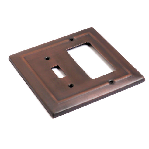Architectural Combo Toggle / Rocker Light Switch Wall Plate - Antique Copper Finish